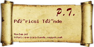 Páricsi Tünde névjegykártya